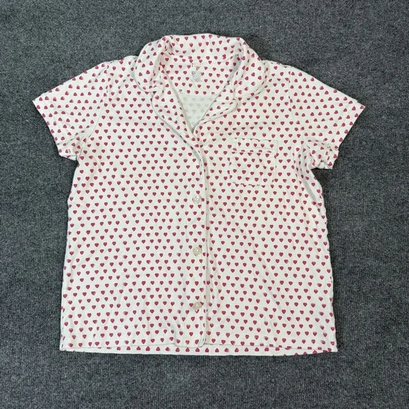 Roller Rabbit 100% Pima Cotton Hearts Polo Pajama Top in Pink Size Medium - Picture 2 of 7